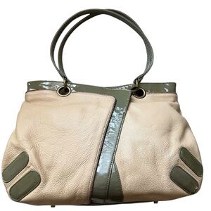 Spencer & Rutherford Limited Edition #33/300 Leather Bag Taupe Olive Patent Trim